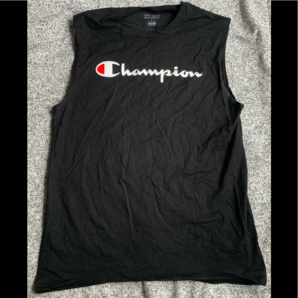 Men’s Champion Sleeveless Shirt - Size LARGE - Workout Gym Top - Black t-shirt - Picture 6 of 9
